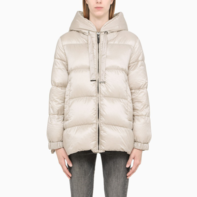 Max Mara The Cube Beige Waterproof Canvas Down Jacket In White