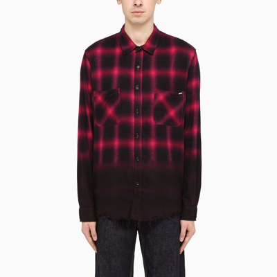 Amiri Black/fuchsia Check Shirt In Pink