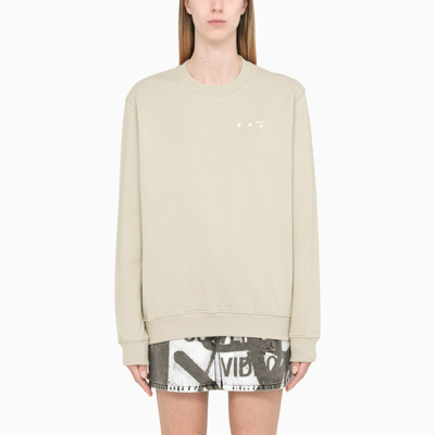 Off-white Beige And White Crewneck Sweatshirt