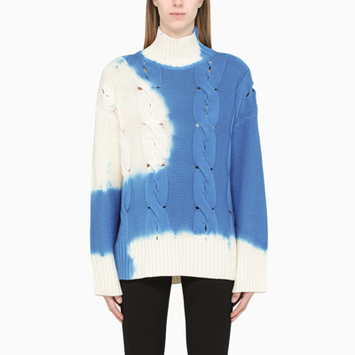 Off-white White And Blue Turtleneck Pullover