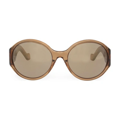 Loewe Anagram Round Sunglasses In Bronze Mirror Shiny Transparent Brown