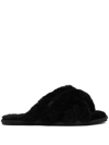 Ugg Scuffita Genuine Shearling Slide Slipper In Black