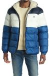 Izod Faux Shearling Lined Quilted Jacket In Royal Blue