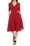 Donna Morgan V-neck Fit & Flare Dress In Scarlet Red