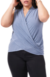 1.state Surplice Sleeveless Top In Blue Denim Heather