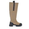 Ganni Brown Recycled Rubber Country Tall Boots In Beige