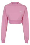 Livincool Wiman Pink Crop Sweatshirt With Micro Logo In Rosa