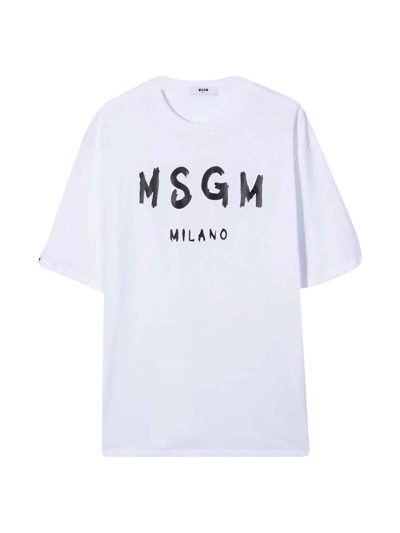 Msgm White T-shirt Teen In Bianco