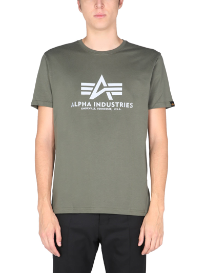 Alpha Industries T-shirt With Laminated Logo In Green
