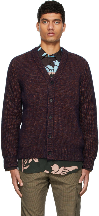 Paul Smith Blue & Red Button Thru Cardigan In 49 Blues