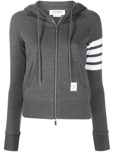Thom Browne 4-bar Stripe Zip-fastening Hoodie In Grey
