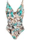 Lygia & Nanny Maisa Marble-print Swimsuit In Blau