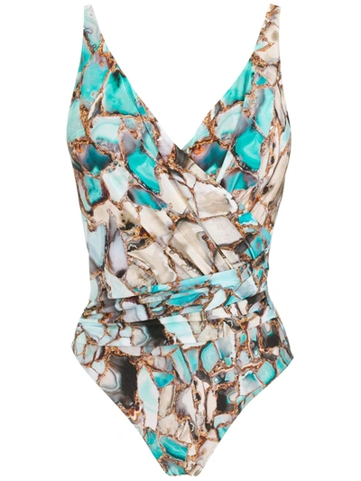 Lygia & Nanny Maisa Marble-print Swimsuit In Blau