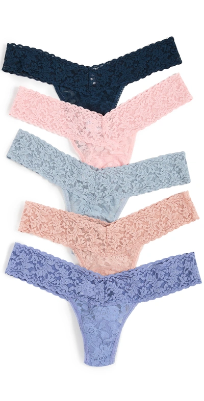 Hanky Panky Signature Lace Low Rise Thong 5-pack In Assorted Neutrals