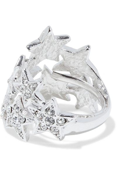 Oscar De La Renta Silver-tone Crystal Ring