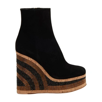 Haus Of Honey Bead Embellished Wedge Boots In Black