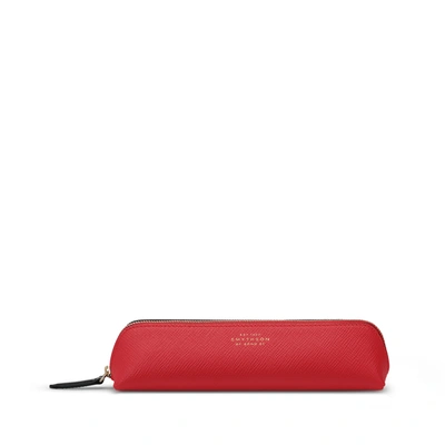 Smythson Pencil Case In Panama In Scarlet Red
