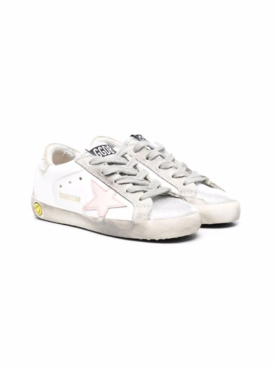 Golden Goose Kids' White Old School Velcro Leather Sneakers