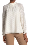 Daniel Rainn Long Sleeve Swiss Dot Blouse In A935 Antique Ivory