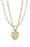 Adornia 14k Yellow Gold Plated Paperclip Link Heart Pendant Necklace