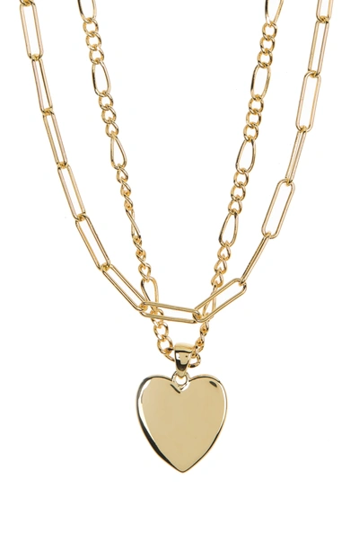Adornia 14k Yellow Gold Plated Paperclip Link Heart Pendant Necklace
