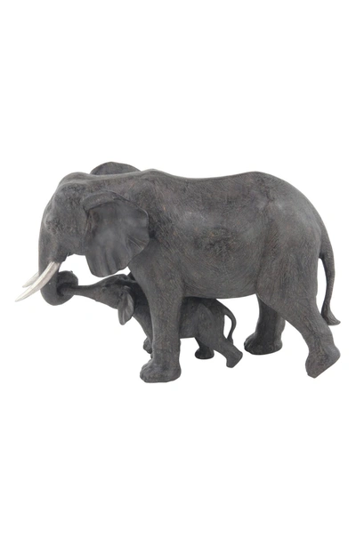 Willow Row Eclectic Dark Gray Polystone Elephant Sculpture In Grey