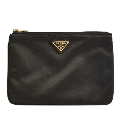 Prada Satin Eye Mask And Pouch Set In Nero
