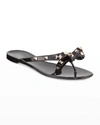 Valentino Heel Sandals With Bow Accent And Studded Embellishments In Black