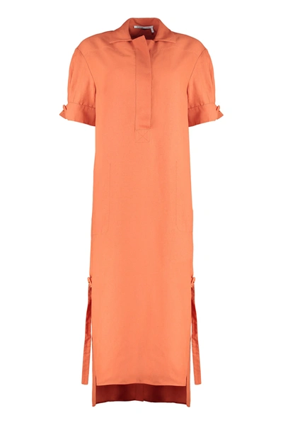 Agnona Linen-blend Tunic-dress In Orange