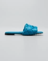 Bottega Veneta The Lido Intrecciato Leather Slides In Vintage Blu