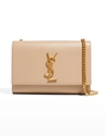 Saint Laurent Kate Small Ysl Monogram Grain De Poudre Crossbody Bag On Chain In Dark Beige