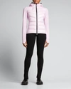 Moncler Quilted 750 Fill Power Down & Fleece Hooded Cardigan In Light Pink