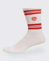 Alexander Mcqueen White & Red Stripe Skull Sport Socks In Sand Orang