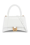 Balenciaga Borsetta Hourglass Xs Con Lavorazione Coccodrillo Da Donna In Bianco In Grey