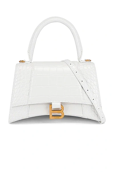 Balenciaga Small Hourglass Top Handle Bag In White