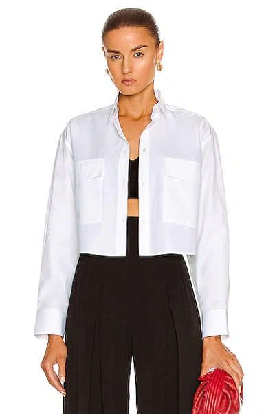 Alaïa Cotton Poplin Long Sleeve Top In Blanc