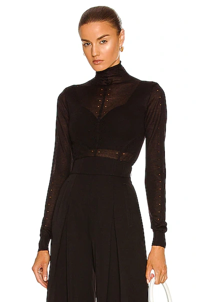 Alaïa Long Sleeve Roll Neck Sweater In Noir