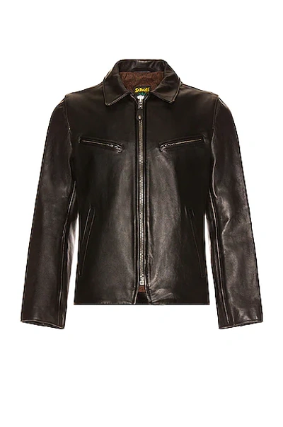 Schott James Men's Retro Style Naked Cowhide Jacket In Black