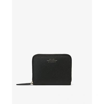 Smythson Panama Small Zipped Leather Purse In Black