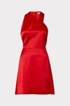 Milly Tiffany Hammered Satin Mini Dress In Real Red