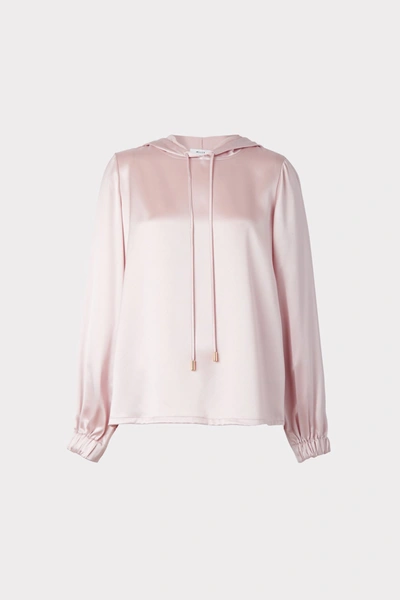 Milly Talia Hammered Satin Hoodie In Blush