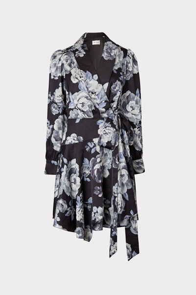 Milly Floral-print Tie-fastening Dress In Black Multi
