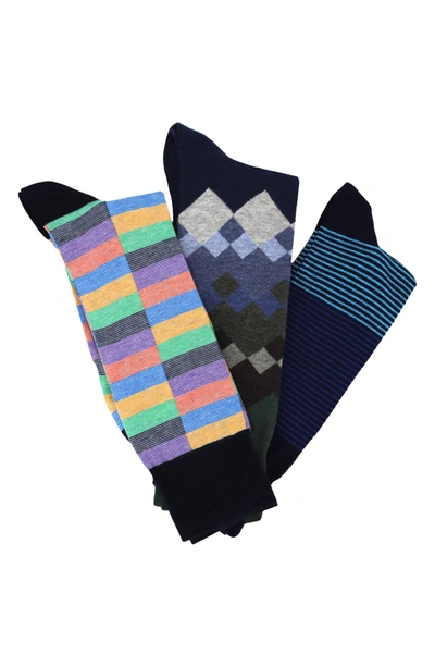 Lorenzo Uomo Assorted Crew Socks In Lt Blue