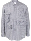 Ports V Multi-pocket Gingham Check Shirt In Schwarz