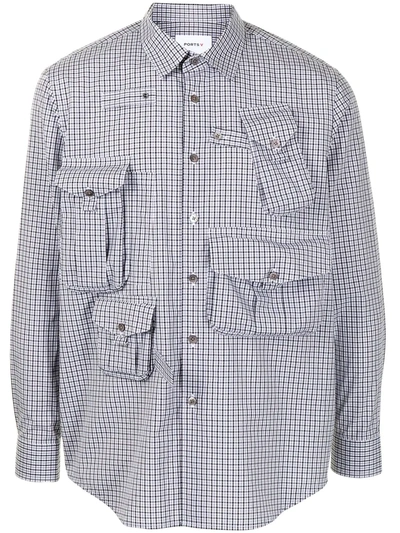 Ports V Multi-pocket Gingham Check Shirt In Schwarz