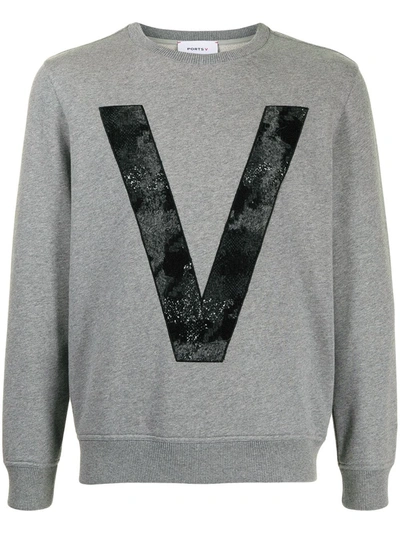 Ports V Logo-appliqué Sweater In Grau