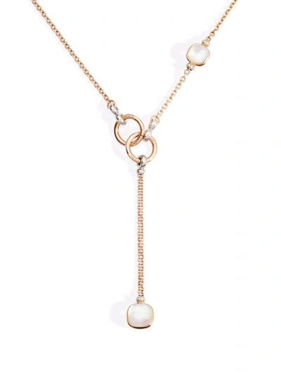Pomellato 18kt Rose Gold Nudo Topaz, Diamond And Mother-of-pearl Necklace In Rosa