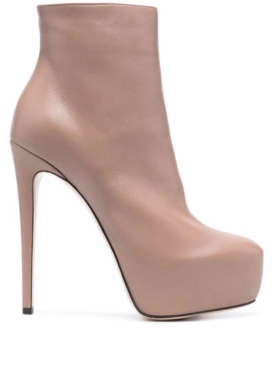 Le Silla Miranda Platform Ankle Boots In Nude
