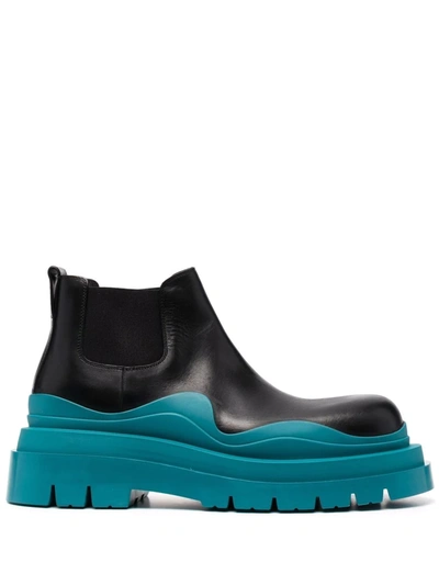 Bottega Veneta Black & Blue Low Tire Chelsea Boots