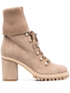 Le Silla Ribbed-knit Edge Boots In Nude